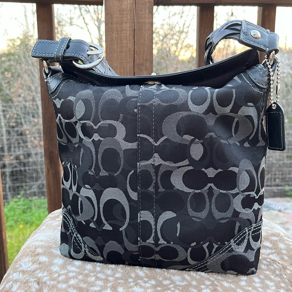 Coach Chelsey Optic 2007 Black and Gray Signature Hobo Bag - Picture 3 of 12